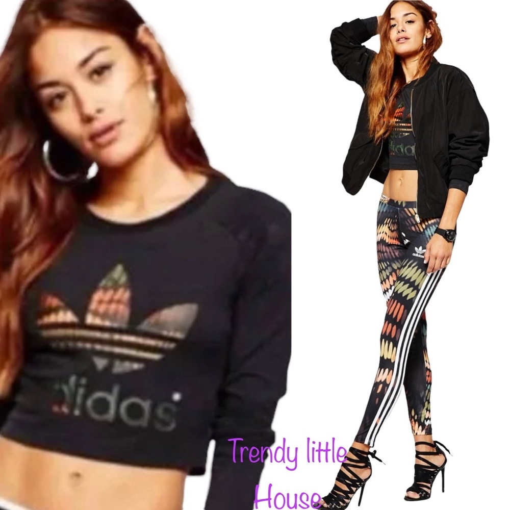 Adidas Orig Rita ora trapeze cutout tops leggings M/L set